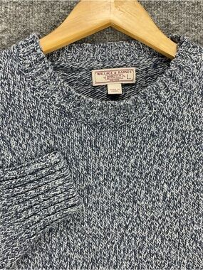 Wallace & Barnes Sweater Mens L Blue Marbled Thick Knit Cotton Pullover Crewneck